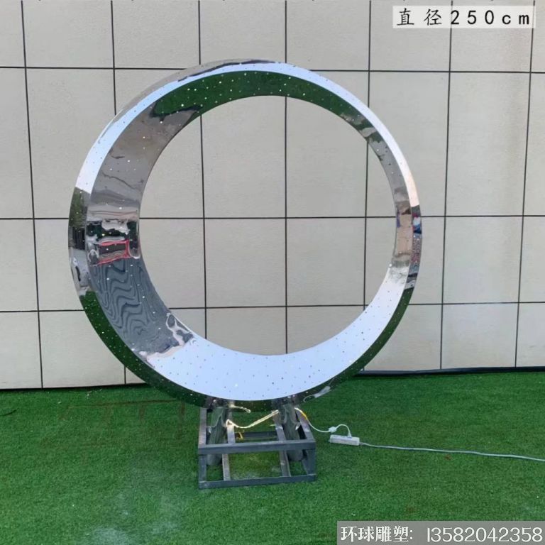 不锈钢半圆月亮雕塑 景观灯光月亮雕塑6