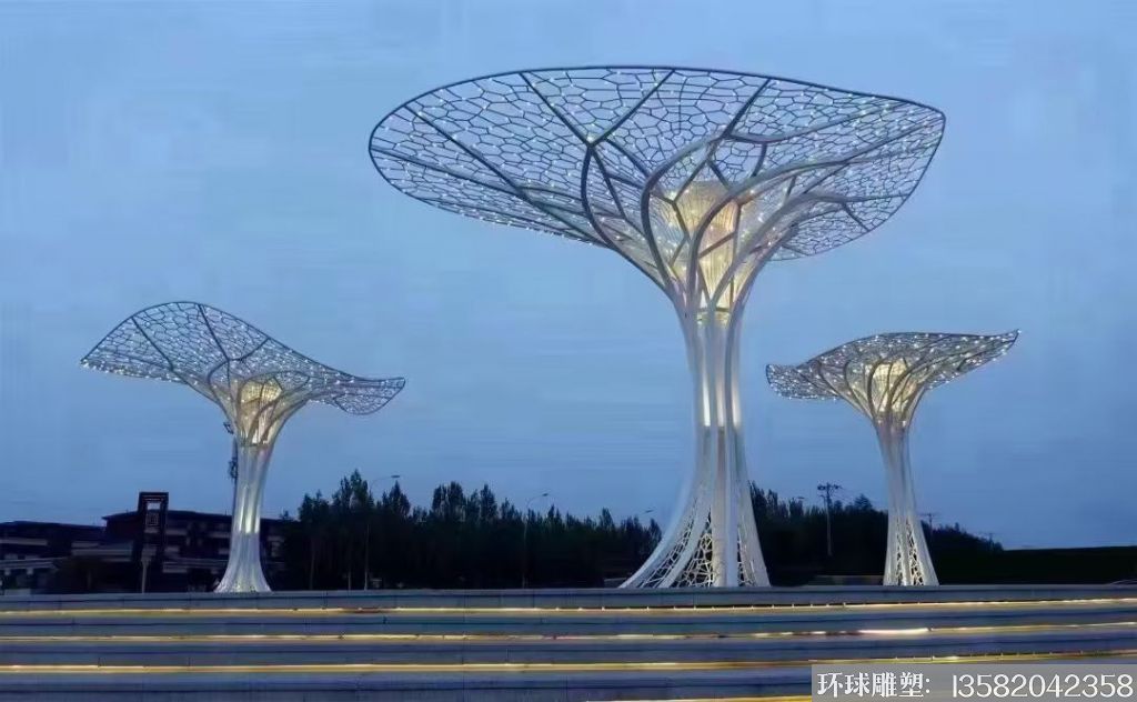 不锈钢大型树雕塑,灯光树雕塑